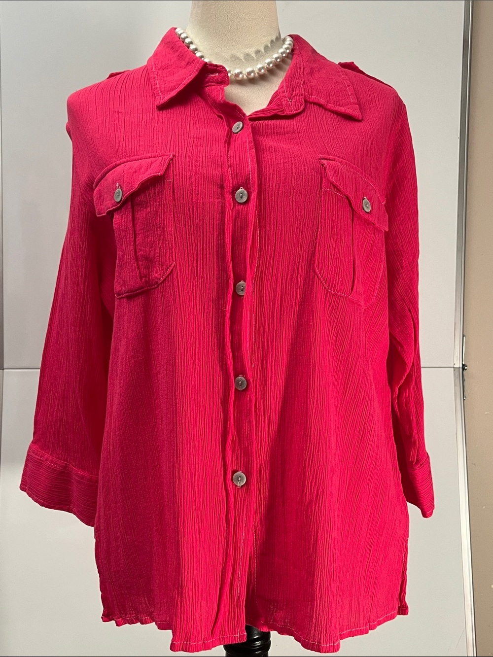 D&Co Raspberry Button-Down Shirt - Classic Collared Style